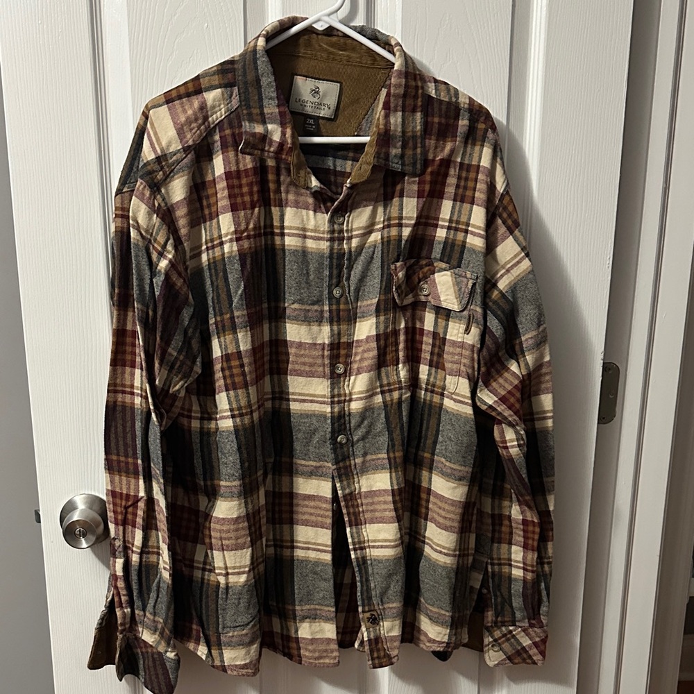 Legendary Whitetails Plaid Button Down Shirt - Brown and Cream